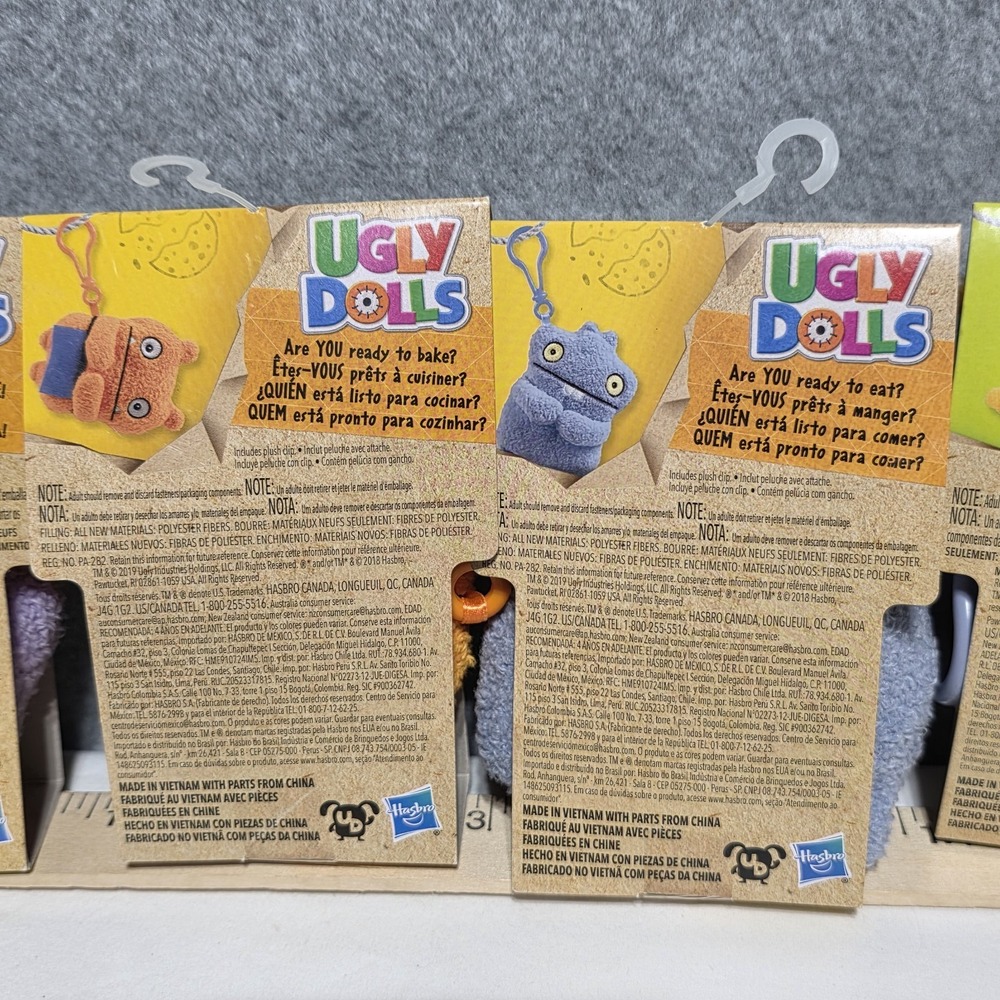 Hasbro UglyDolls Mini Plush Clip-On Keychains Lot of 5 2019 Age 4+ - Picture 6 of 8